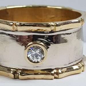 טבעת יהלומים וינטג צהוב